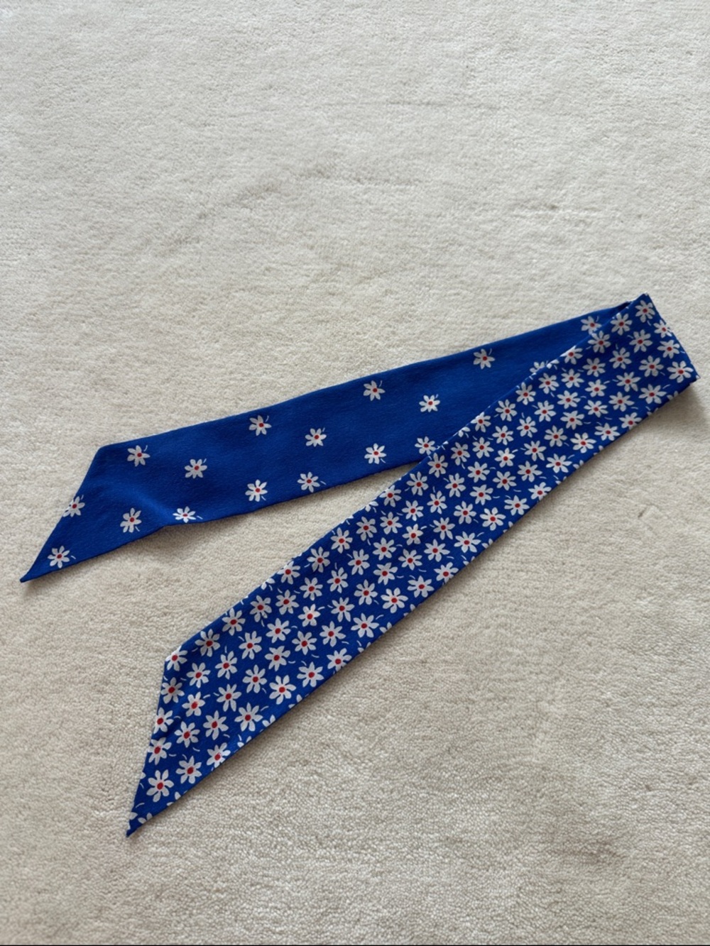 Madewell Blue Floral Ditsy Daisy Silk Scarf Tie